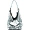 SG124-LP Tassel Accent Textured Metallic 2 Way Hobo