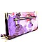 SG128W-LP Flower Painting Hardware Accent Zip-around Wallet