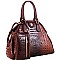Tiger Charm Crocodile Embossed 2 in 1 Dome Satchel SET MH-SG4112S