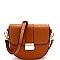 Flap Saddle Pinch-Lock Cross Body Shoulder Bag