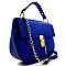 Chain Accented Cross Body Satchel With Twist Lock