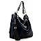 Rhinestone Stud Chain Accented Hobo Unique Bag