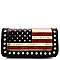 US Flag Print Rhinestone Checkbook Vintage Wallet