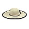 RAFFIA POMS 2TONE WIDE BRIM STRAW HAT