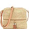 Front Pocket Knitted Tassel Straw Cross Body