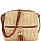 Front Pocket Knitted Tassel Straw Cross Body