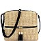 Front Pocket Knitted Tassel Straw Cross Body