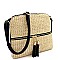 Front Pocket Knitted Tassel Straw Cross Body