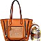 ST6612-LP Zipper and Stud Accent 2 in 1 Tote