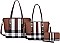 3 In 1 Checker Design Tote Wallet Set - Classic