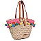 Posh Nicole Lee Pompom Straw Tote Bag JPSTR12670