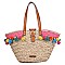 Posh Nicole Lee Pompom Straw Tote Bag JPSTR12670