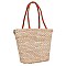 Posh Nicole Lee Flamingo Embroidered Woven Straw Tote Bag JPSTR12671
