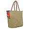 Stylish Nicole Lee Bohemian Woven Straw Tote Bag JPSTR12672