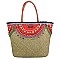 Stylish Nicole Lee Bohemian Woven Straw Tote Bag JPSTR12672