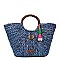Posh Nicole Lee Top Handle Woven Straw Tote Bag JPSTR12673