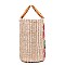 Stylish Nicole Lee Flower Embroidered Straw Tote Bag JPSTR12678