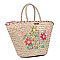 Chic Nicole Lee Flower Embroidered Straw Tote Bag JPSTR12679