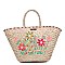 Chic Nicole Lee Flower Embroidered Straw Tote Bag JPSTR12679