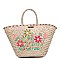 Chic Nicole Lee Flower Embroidered Straw Tote Bag JPSTR12679
