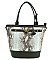 Embossed Snake Print Padlock Quality Bucket Bag