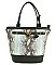 Embossed Snake Print Padlock Quality Bucket Bag