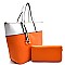 2 Tone Color Block Medium Tote SET WITH WALLET