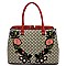 Diamond Check Embroidered Flower Satchel