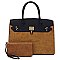 2-in-1 Colorblock Padlock Satchel Wallet Set