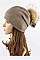 Stylish Raccoon Fur Pom Pom Slouchy Beanie LA-EMH8576