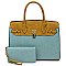 2-in-1 Colorblock Padlock Satchel Wallet Set