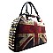 Vintage UK Flag Rhinestone Round Shape Tote