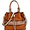 US0005-LP Woven Detail Brush Painted Drawstring Satchel