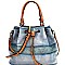 US0005-LP Woven Detail Brush Painted Drawstring Satchel