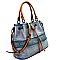 US0005-LP Woven Detail Brush Painted Drawstring Satchel