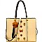 Antique-Gold Charm Accent Structured Tote MH-US0009