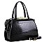 CROCODILE PRINT PATENT SATCHEL