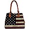 US Flag Print Kiss-lock Frame Quality Satchel