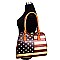 US Flag Print Kiss-lock Frame Quality Satchel