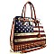 USA FLAG PRINT PADLOCK ACCENT BAG