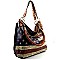 Flag Print Chain Accent Hobo Bag