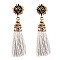 VE1551-LP Glass Rhinestone Fabric Tassel Post Earrings