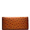 W020OTSK-LP Ostrich Print Embossed 15-Card-Slot Trifold Wallet with Checkbook Holder