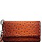 Ostrich Embossed Versatile Cellphone Holder Wristlet Wallet