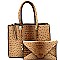 WE0017-LP Ostrich Print 2 in 1 Satchel SET