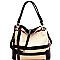 WE0027-LP Checker Plaid Print Linen 2-Way Hobo