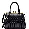 LOL001-LP Quilted Double Clutch-top Metal Frame Satchel