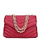 Large Size Chevron Embossed CHAINED Shoulder Bag