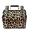 Leopard Print Patent Metal Hand-hold Accent Satchel