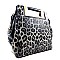 Leopard Print Patent Metal Hand-hold Accent Satchel